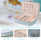 Dajasan Velvet Jewelry Boxes, Mini Travel Jewelry Case, Small Portable Travel Jewelry Organizer Box for Earrings Bracelets Rings Necklace (Cyan Blue)