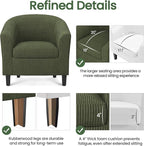 Yaheetech Corduroy Barrel Chairs Set of 2, Upholstered Club Chairs Accent Chairs, Round Armchairs Waiting Room Chairs with Soft Cushion for Living Room Bedroom Reading Room, Dark Green