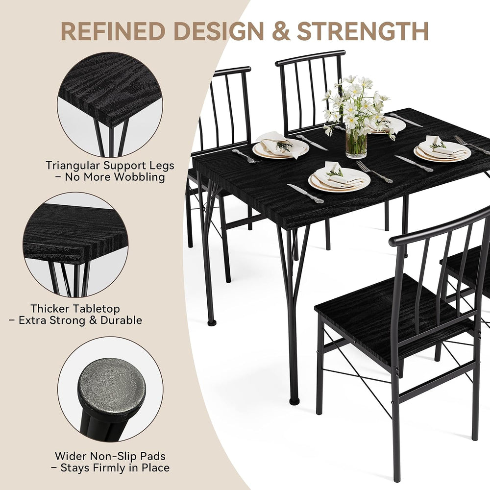 5-Piece Dining Table Set for 4, Kitchen Table Set with 1.6" Thick Tablet...
