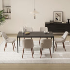 Upholstered Dining Chairs Set of 4, Modern Fabric Kitchen Chairs with Back, Wood Legs for Kitchen Dining Room Restaurant, Camel