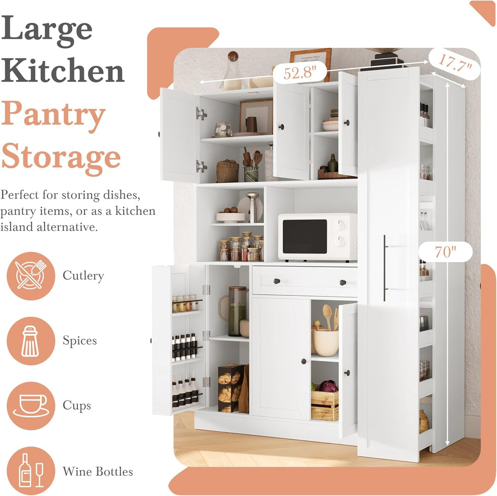 Merax 70'' Tall Traditional Freestanding Buffet with Hutch, Large Kit...