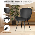 Nalupatio Dining Chairs Set of 4, Modern Dining Room Chairs Comfy Backrest Thick Upholstered Kitchen Chairs 19IN Height with Metal Legs Black（Pu Leather）
