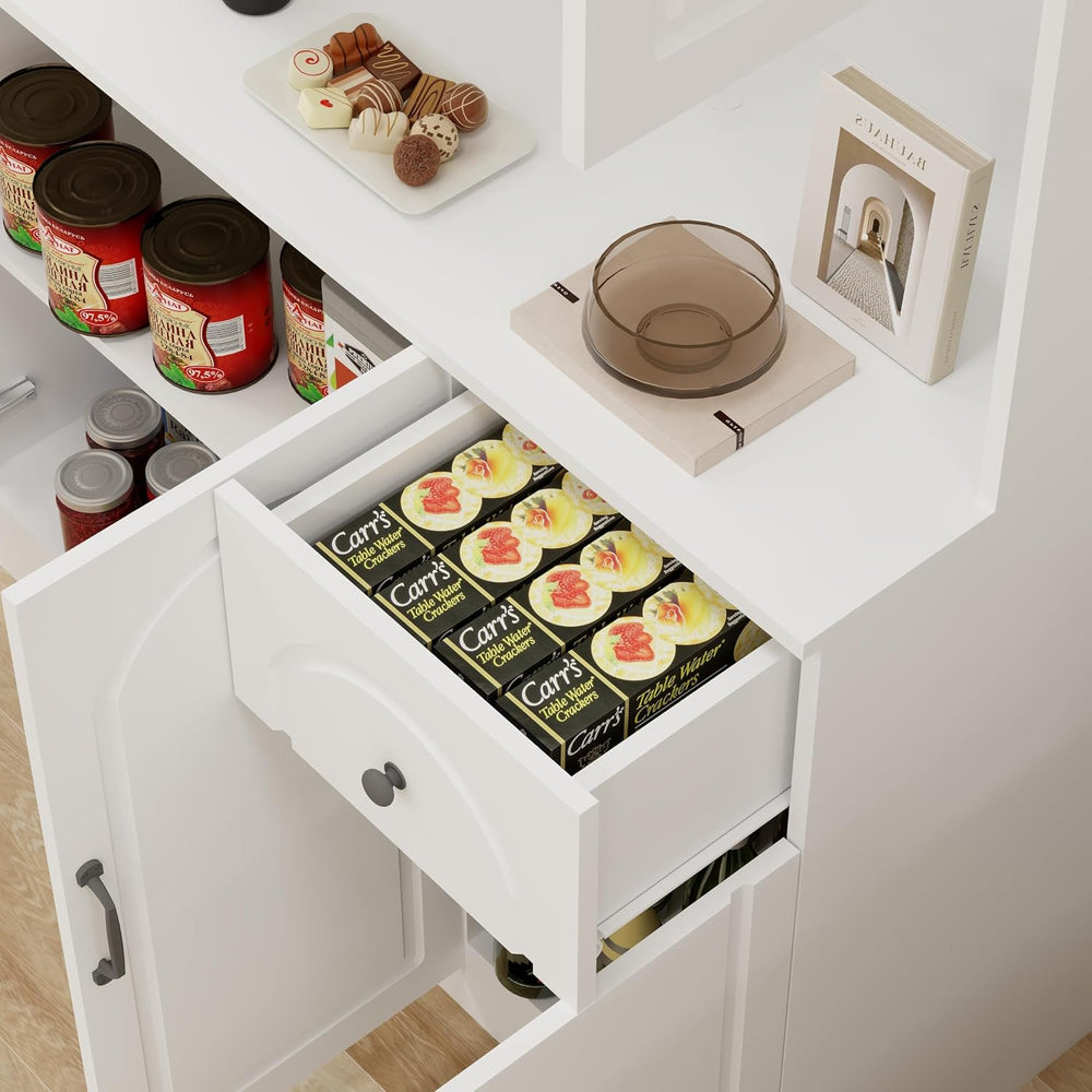 71" Tall Kitchen Pantry Storage Cabinet, Modern Kitchen Hutch Cabinet wi...