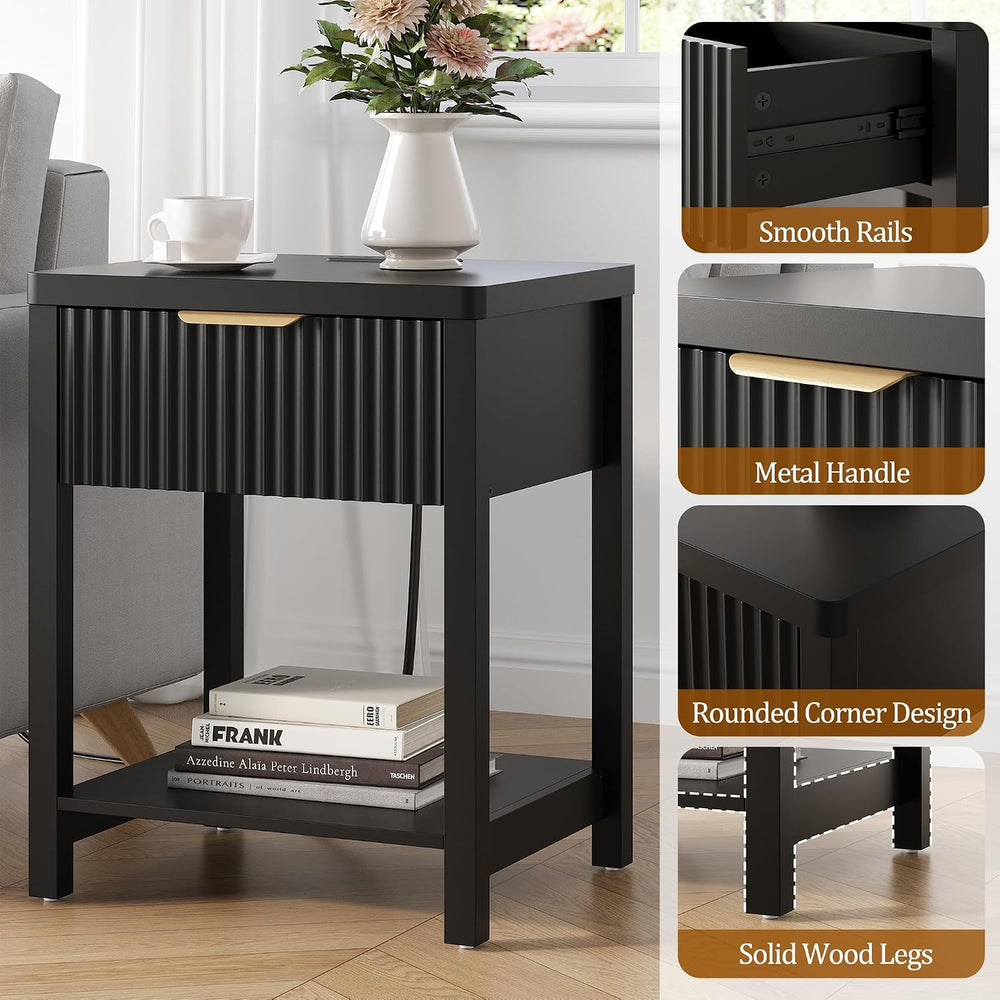Fultyle Night Stand with Drawer, Mid Century Nightstand with Storage, Modern ...