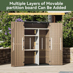 Aoxun Outdoor Storage Shed, 64 Cu.Ft Vertical Storage Sheds Outdoor with Floor, Outdoor Waterproof Storage Cabinet for Garage Storage, Pool Storage, Bike Shed, Garden Shed (Brown)
