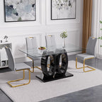 Goujxcy Dining Chairs Set of 2, Modern High Back Kitchen Chairs with Metal Legs and Faux Leather Padded Seat Upholstered Dining Chairs for Dining & Kitchen,Living Room (Light Gray&Gold, Set of 2)