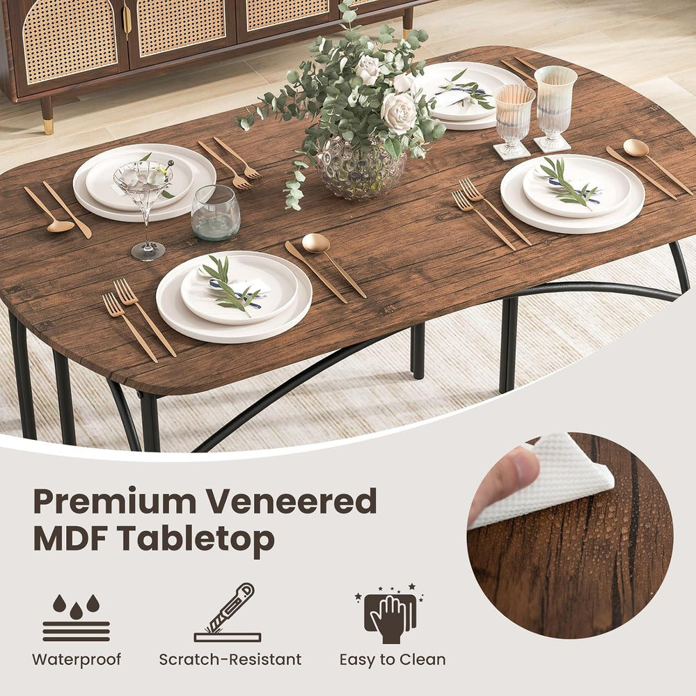 GOFLAME 3-Piece Dining Table Set for 4, Wooden Kitchen Table and 2 Benches Se...