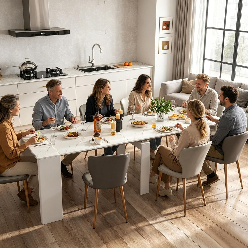 Expandable Dining Room Table, Extendable Table for 10-12 People, Folding Cons...