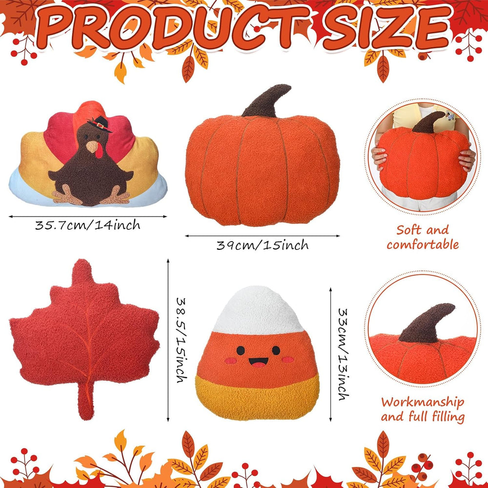 Yousoontic 4 Pcs Thanksgiving Throw Pillows Turkey Plush Pillow Fall Maple Le...