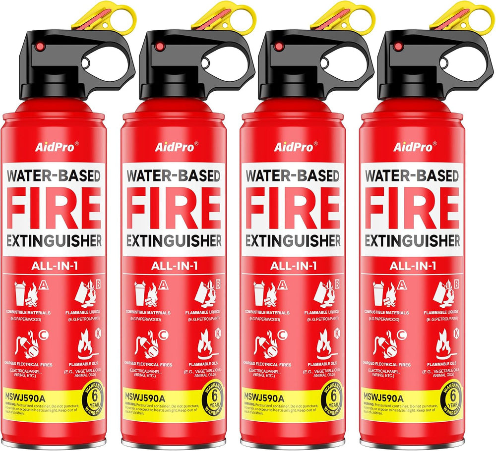 Fire Extinguisher for Home & Car 4-Pack,Certified Multi-Purpose A/B/C/K P...