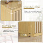 Fluted Nightstand Set of 2, Natural Oak Night Stand with 3 Drawers, Bedside Table with Storage, Mid Century Modern End Table Bedside Table Set, Curved Profile Handleless Design, 25” Wide