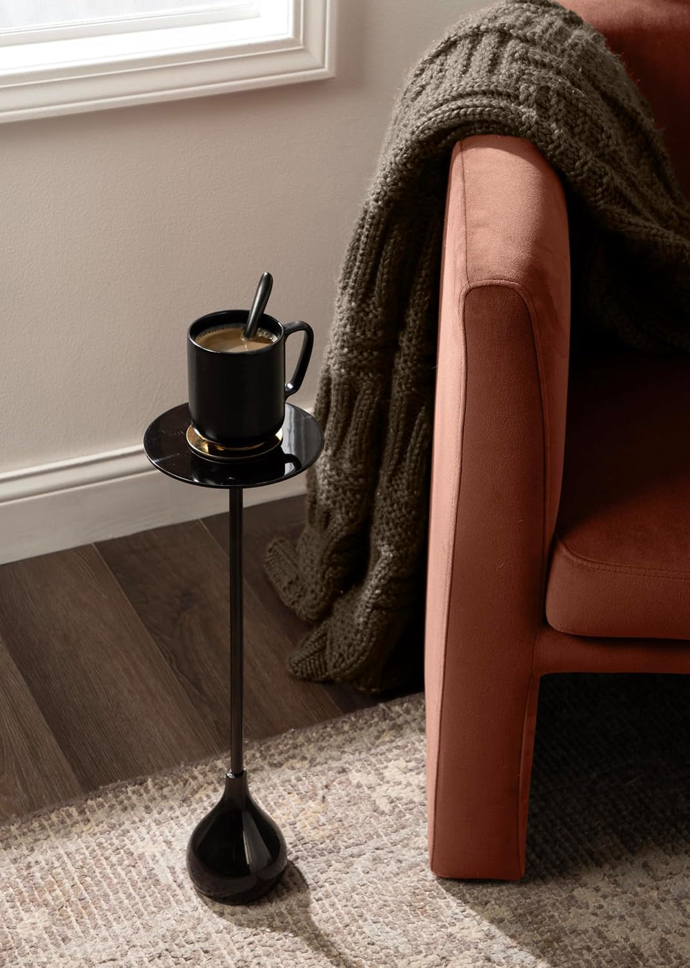 Kate and Laurel Hersi Decorative Modern Pedestal Drink Table, 7 x 7 x 20, Dar...