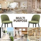 Garvee Wooden Dining Chairs Set of 4, Upholstered Kitchen Dining Room Chair, Modern Linen Fabric Farmhouse Dinner Chair with Leveling Feet/High Backrest Support for Dining Room, Living Room,Green