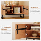 WAMPAT 3-in-1 Modern TV Stand for Up to 110 Inch TVs, Large Wood Entertainment Center Media Console with Storage Cabinets and Metal Base for Living Room, Mocha