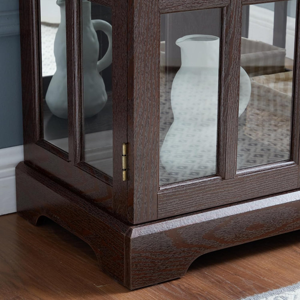 2 Door Curio Display Cabinet with LED Light & Adjustable Shelves, 30&quot...