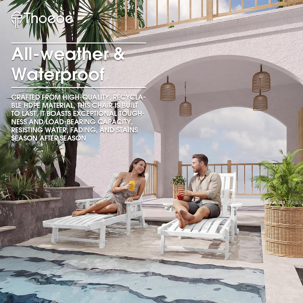THOEOE Patio Chaise Lounge Chair,HDPE Lounge Chair Outdoor with Wheels | Over...