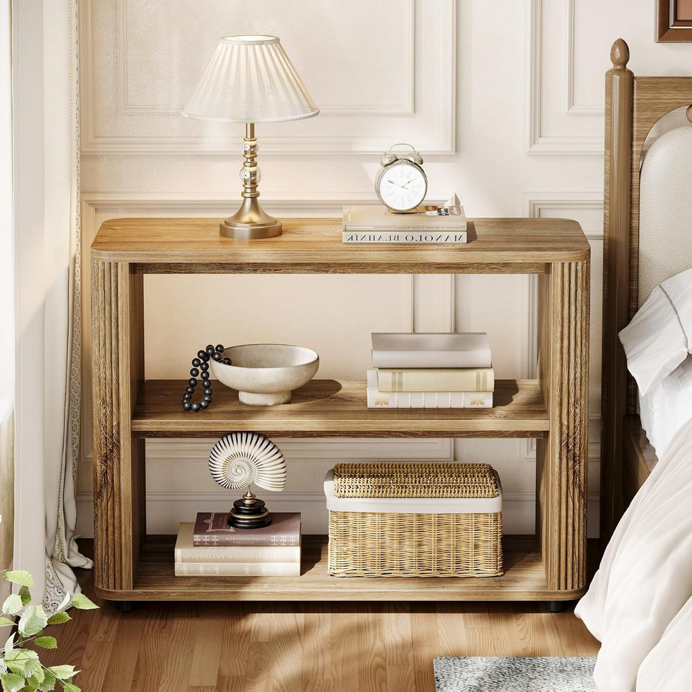 Tribesigns Narrow Side Table, 3-Tier End Table for Living Room, Small Fluted ...