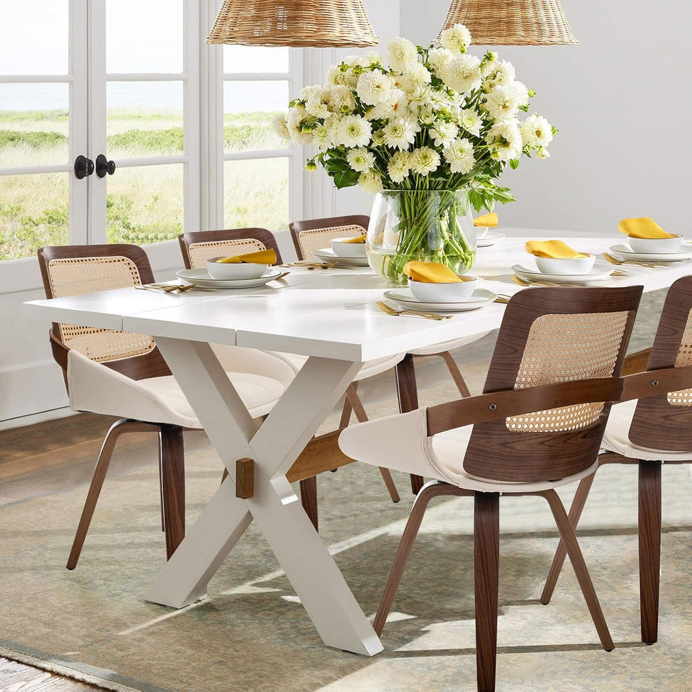 Set of 2 Swivel Dining Chairs - Kitchen Swivel Chairs with Bentwood Frame wit...