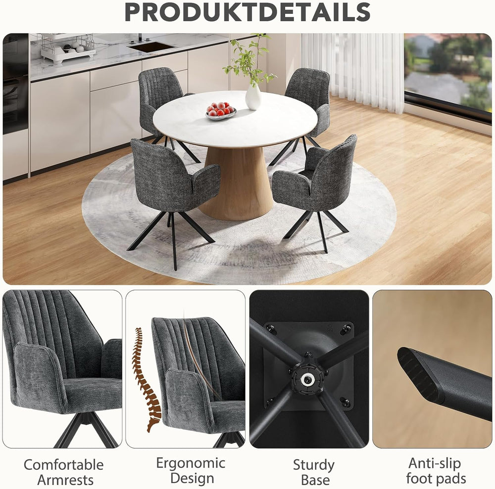 Furniliving Swivel Dining Chairs Set of 2, Upholstered Dining Room Chairs wit...