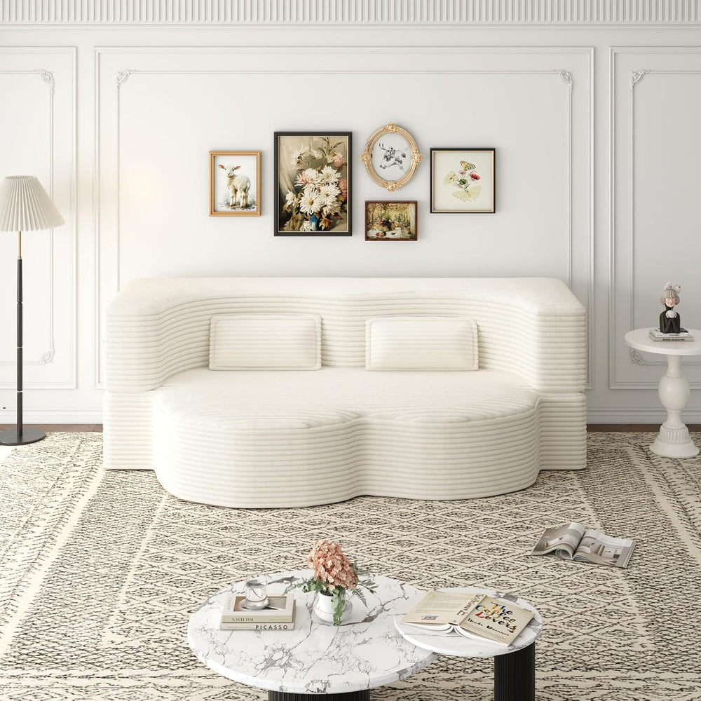 2 in 1 Convertible Folding Sofa Bed, Plush Corduroy Lazy Lounge Sofabed, Foam...