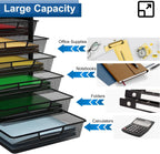 Natwind Mesh Desk Organizer with 6 Tier Sliding Drawers, Paper Sorter, Multi-Functional Home Office Supplies Storage Tray for Letters, Documents, Books, Mail, Files, Arts & Crafts Supplies - Black