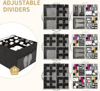 Shoe Organizer for Closet, 2-Pack Fabric Shoe Storage Box with Clear Lid & Adjustable Dividers, Holds 16-32 Pairs, Space Saving Shoe Storage Bins with Mesh Pockets, Black