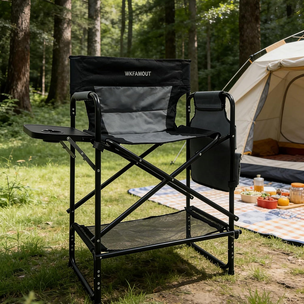 27" Tall Camping Director Chair Oversized with Side Table, Heavy Duty Fo...