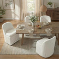Upholstered Dining Chairs with Casters, Washable Cover Modern Dining Room Chairs with Thick Cushion & Sturdy Metal Frame for Kitchen, Living Room, Dressing Room, Linen Fabric, Set of 4