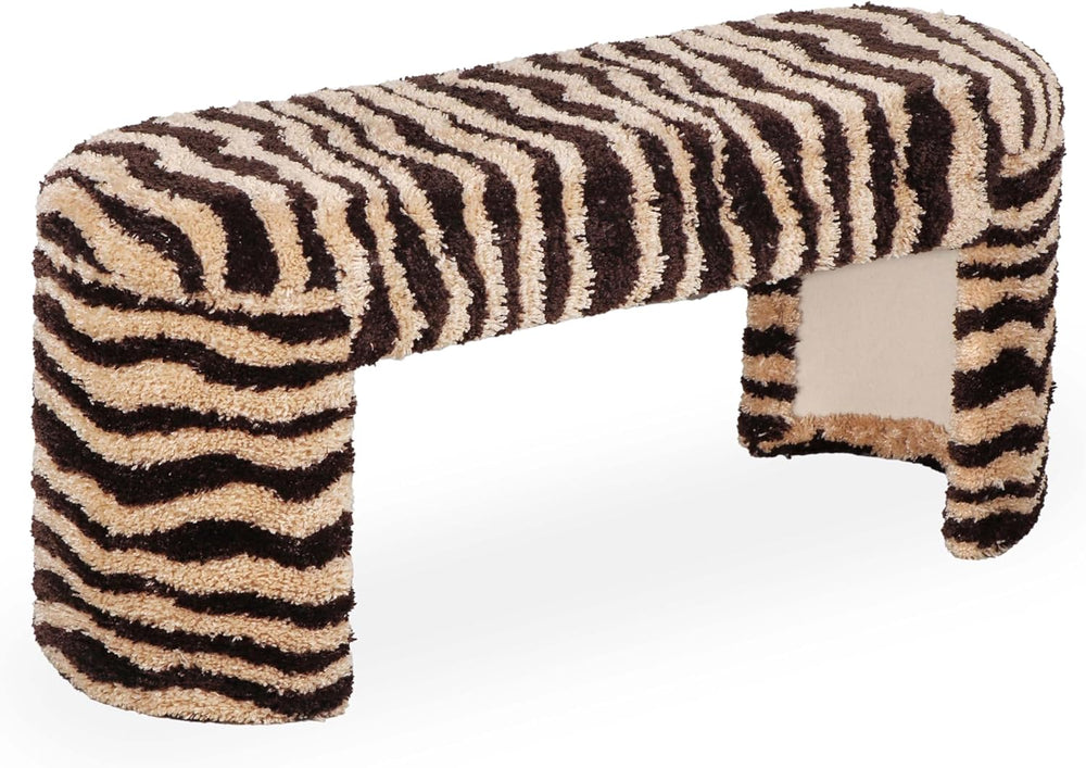 Tov Furniture Zebra Brown Striped Tufted Bench