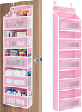 JARLINK Over The Door Organizer Storage, 5 Shelf Hanging Door Organizer with 5 Large Capacity Pockets, Anti Tilt 44 lb Load Behind Door Storage for Bedroom, Bathroom, Pantry, Nursery, (Pink)