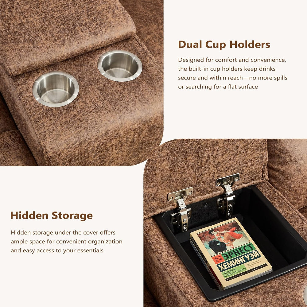 HAOMARKETS 3-Piece Power Reclining Sofa Set with Rivets, Included Electric Ma...