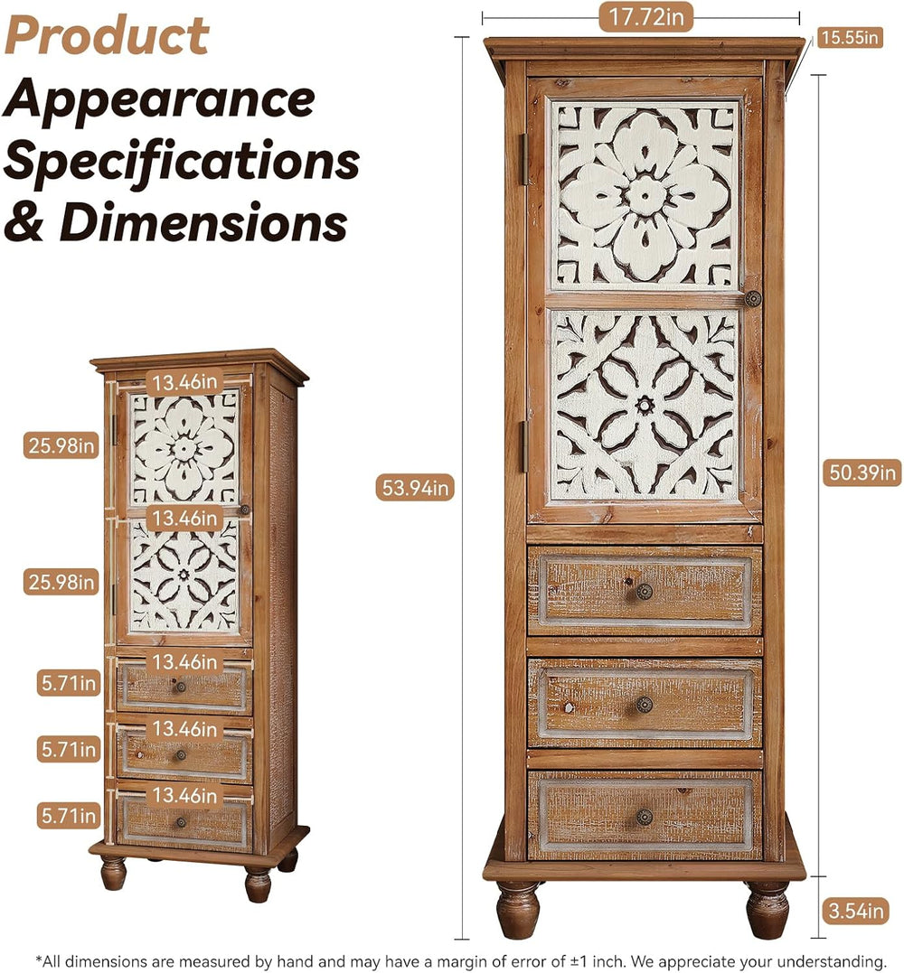 KTART 54''Tall Kitchen Pantry Cupboard Storage Cabine,Narrow Accent C...