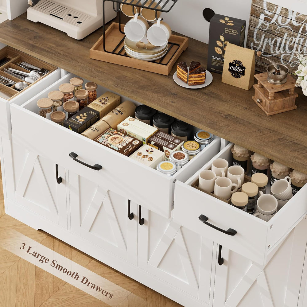 HOSTACK 71" Tall Kitchen Pantry Storage Cabinet, 55" W Kitchen Hutc...