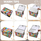 Stackable Clothes Storage Bins with Lids,Closet Organizers Fabric Cat Printing Box for Home and Office,Blanket Clothes Organizers,Under Bed Storage Containers 3 Pack.