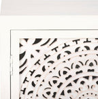 SAFAVIEH Raelie TV Stand for up to 50" Flatscreen – White Washed, 2 Doors with Interior Storage, Entertainment Media Console Cabinet, Fully Assembled (MED5301A)