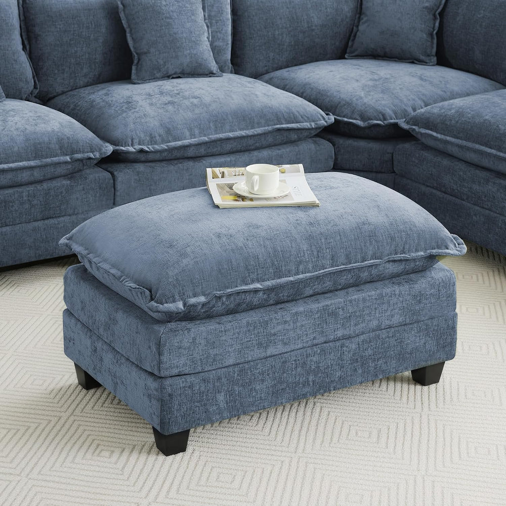 35‘’ Modern Chenille Cloud Sofa Ottoman,Rectangle Ottoman for Modular Section...