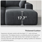 108" Cloud Couch Modular Sectional Sofa for Living Room,L Shaped Boneless Couch with Deep Seat Chaise,No Assembly Required Foam Sleeper Sofa for Apartments,Plush Corduroy Fabric, Dark Gray