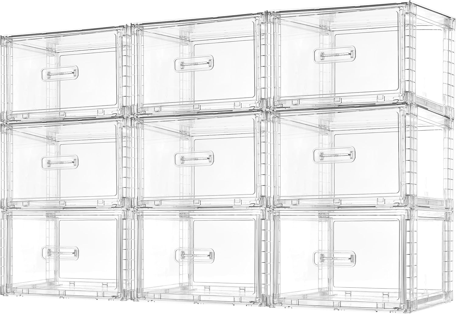Vtopmart 9 Pack 18QT Clear Stackable Storage Drawers,Easily Assemble Closet Organizers,Plastic Storage Bins for Bathroom,Cabinet,Kitchen Pantry,Under Sink Organization(Medium)