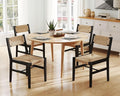 Mid Century Modern Rattan Dining Chairs Set of 4 Black Beechwood Kitchen Chairs Farmhouse Woven Dining Room Chairs Armless Boho Cane Wicker Chair Wooden Dining Chairs with Weave Hemp Seat and Backrest