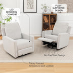 MINCETA Glider Recliner Chairs, Nursery Rocking Chairs, Gray | 360° Swivel Rocking Chairs with Metal Base, High Back Rocking Chair for Living Room, Chenille Fabric