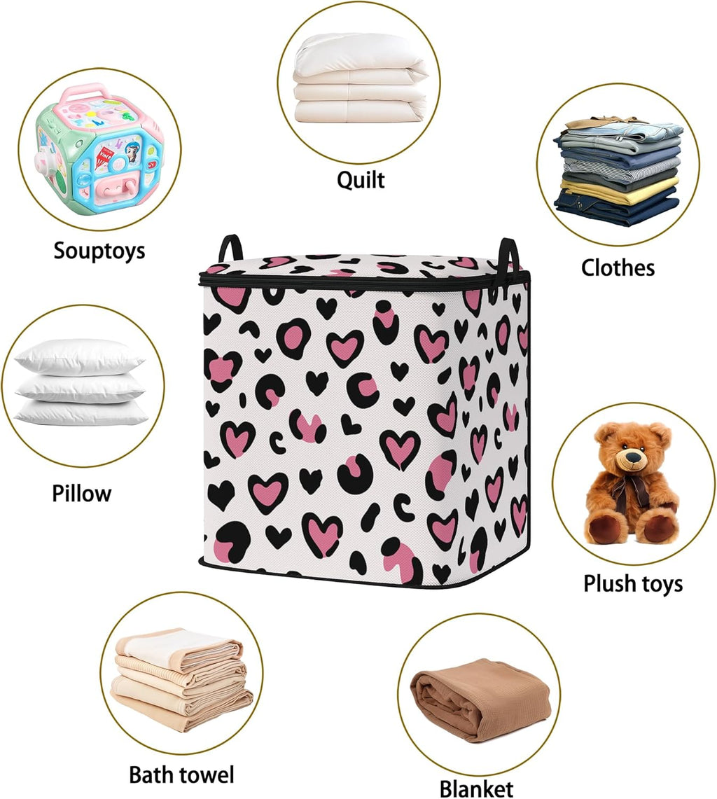 Large Comforter Storage Bag with Zipper,Closet Organizer for Clothes/Blankets/Quilts/Pillows,Fabric Storage Bags with Portable Handles 95L(2-Pack)
