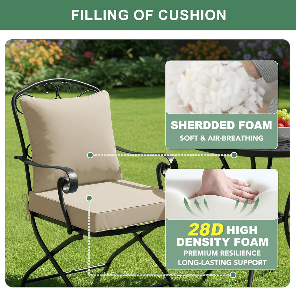 Summsun Patio Chair Cushions 22 x 22 Inch, Cream, Set of 4