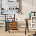 GYIIYUO Rolling TV Stand with Mount & 4 Fabric Drawers for 32-75 inch TVs | Holds up to 145 lbs with lockable rolling wheels, built-in 2 AC outlets and USB charging, great for apartments and bedrooms
