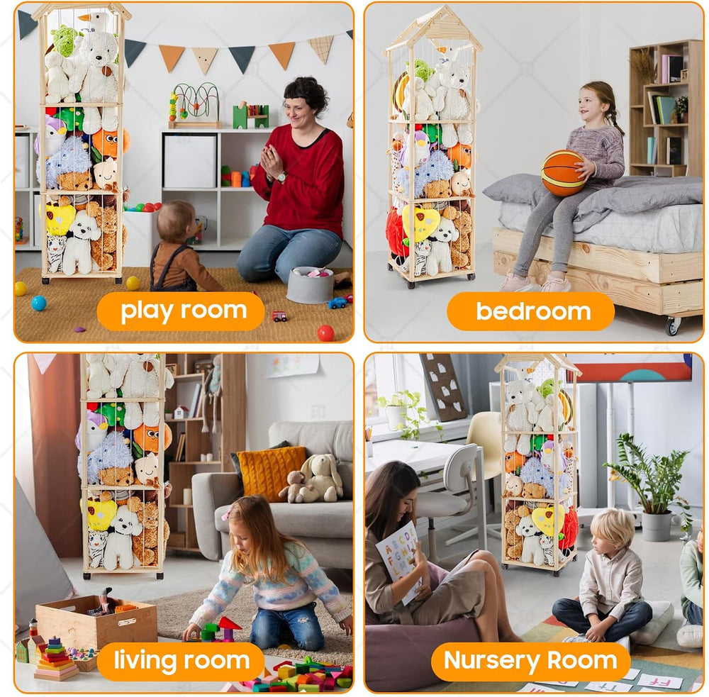 Stuffed Animal Storage, Stuff Animal Holder Organizer Display Shelf | Wooden ...
