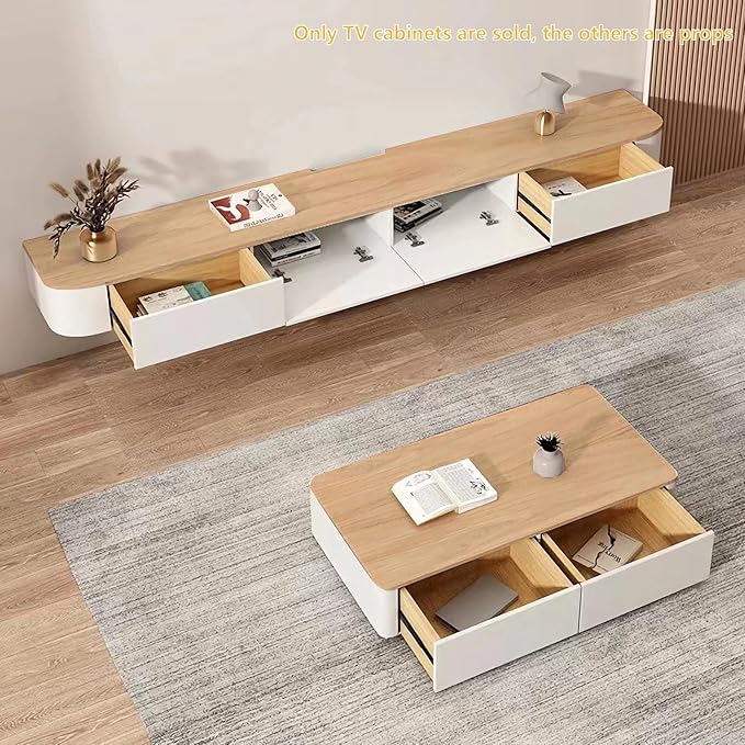 Floating TV Stand with Drawers, Pre-Assembled Wall Mounted TV Console, Modern...