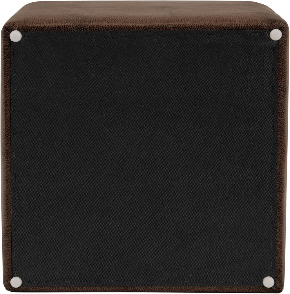 HomePop 17.5" Storage Ottoman with Tray Top - Brown Faux Leather