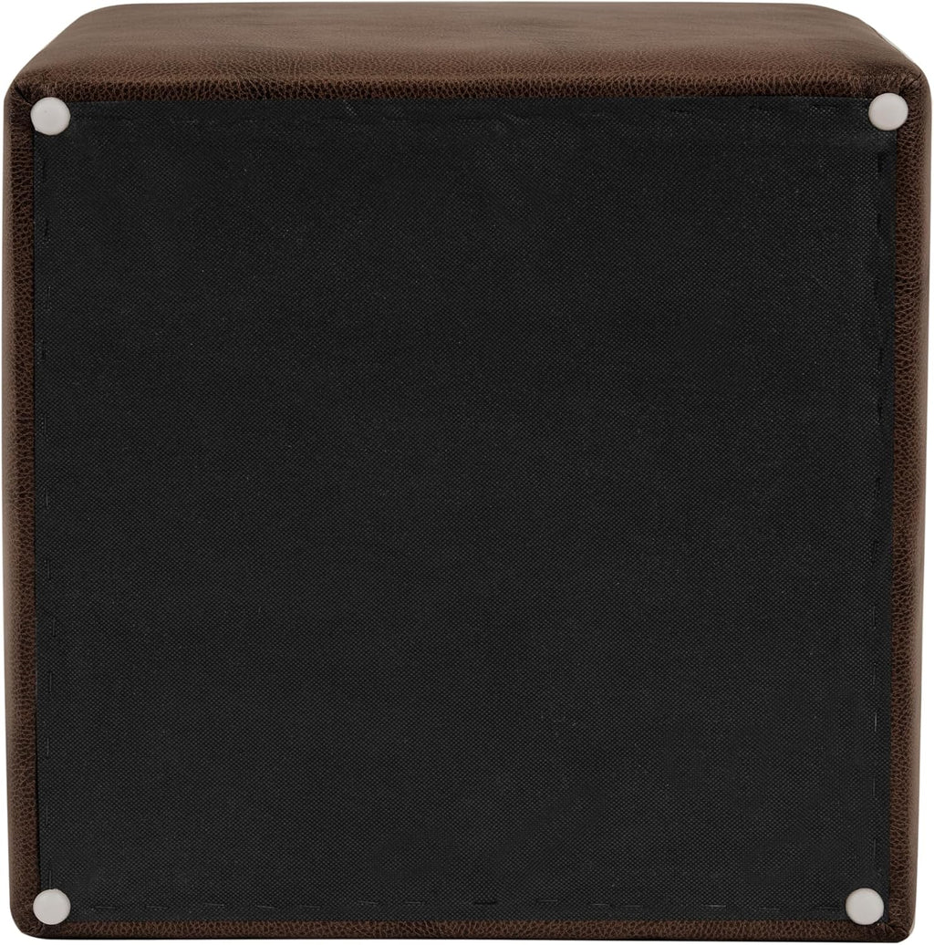 HomePop 17.5" Storage Ottoman with Tray Top - Brown Faux Leather
