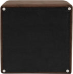 HomePop 17.5" Storage Ottoman with Tray Top - Brown Faux Leather