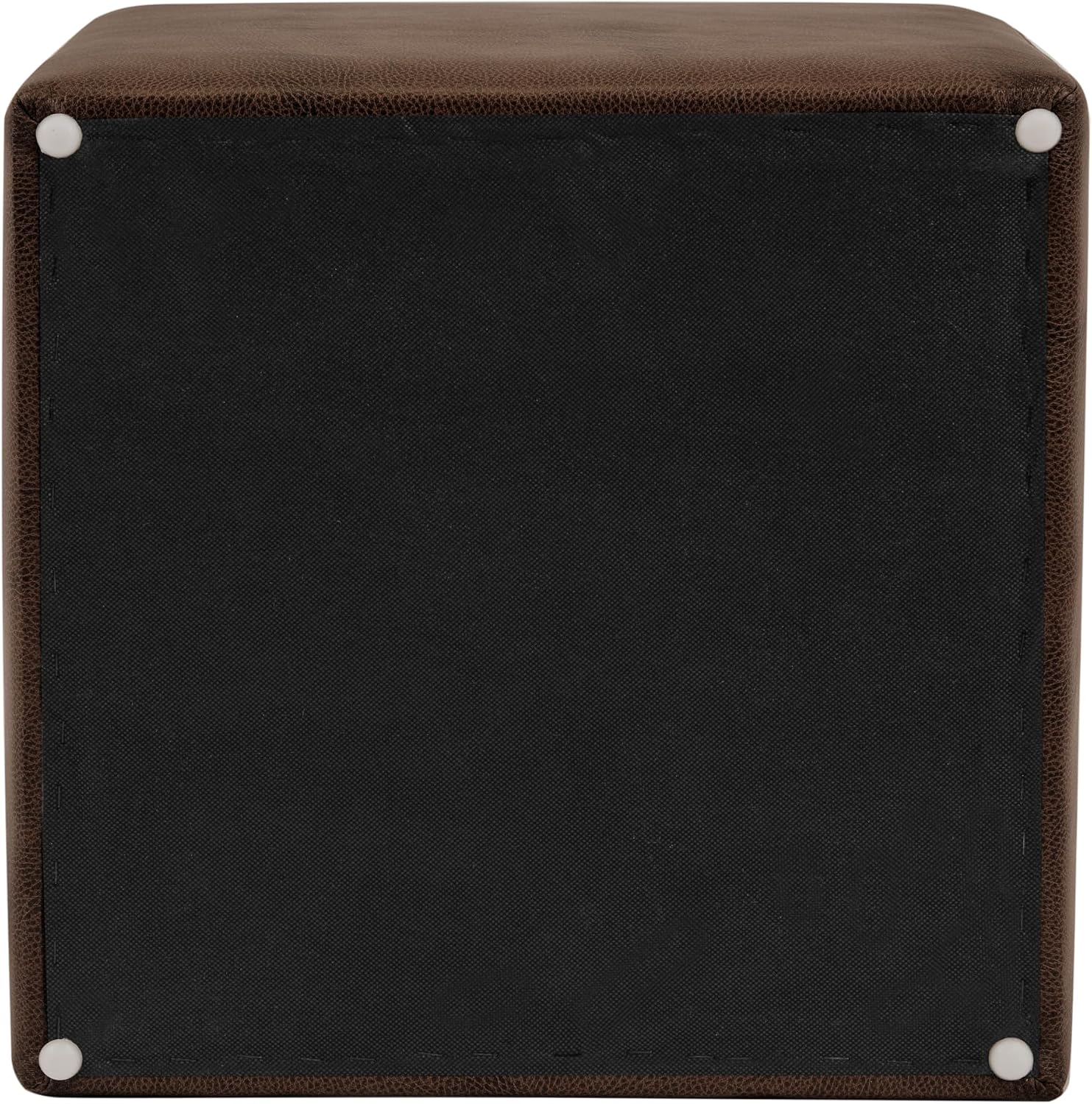 HomePop 17.5" Storage Ottoman with Tray Top - Brown Faux Leather