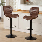 Bar Stools Set of 4, Modern Swivel Counter Height Barstools for Kitchen Island Chairs, Adjustable Fabric Bar Stools with Back for Kitchen Counter Bar, Brown